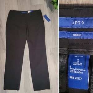 Apt.9 (NWT) Torie Black Slack Trouser Curvy Women's 2 Petite